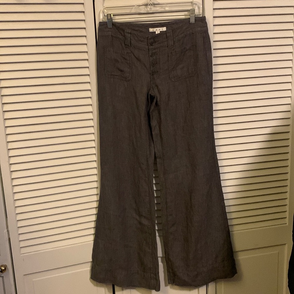 Cabi linen full leg pants. Button fly, size 4